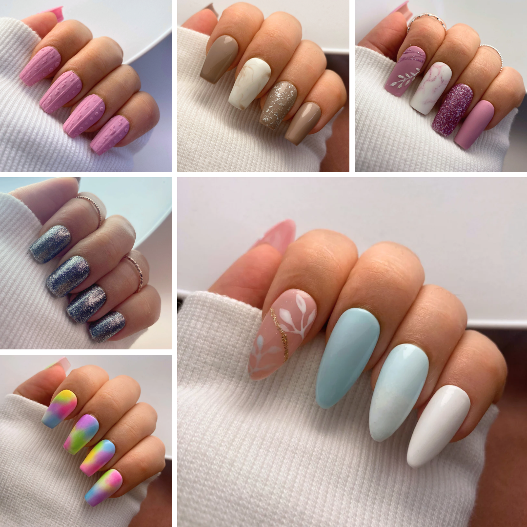 differents press on nails de toutes les couleurs