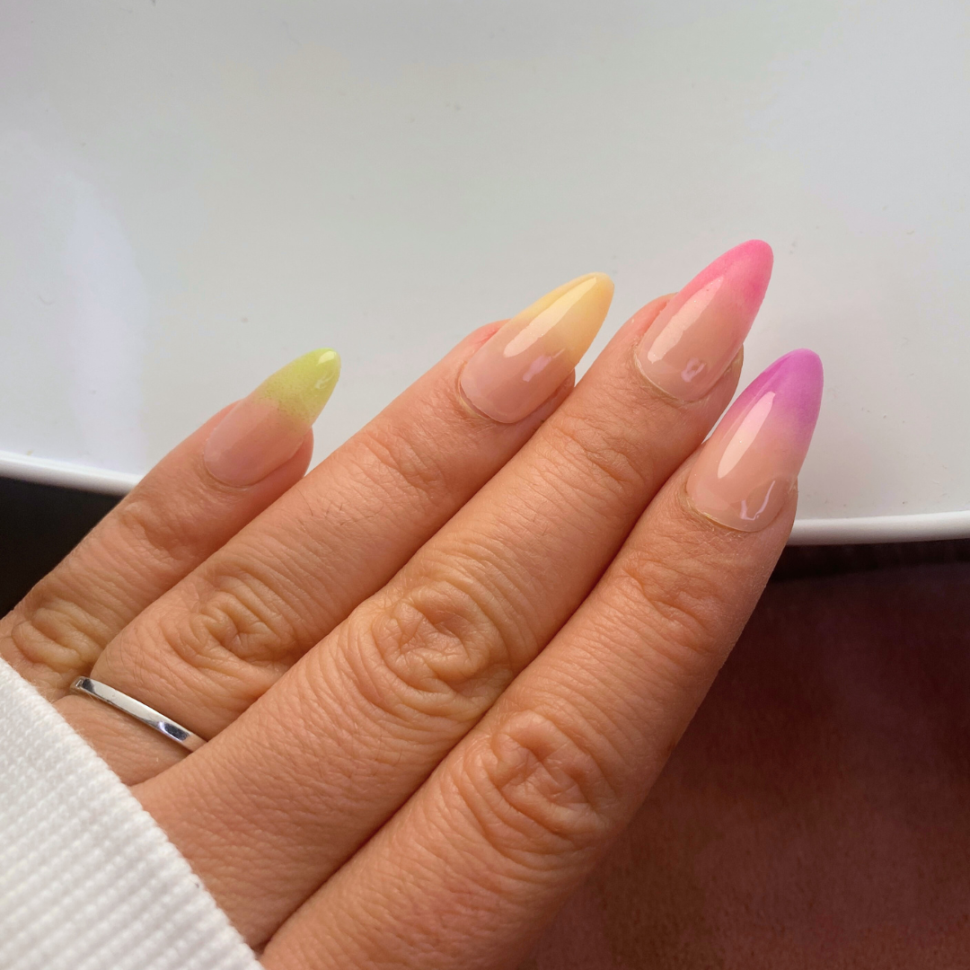 press on nails multicolor forme pointue