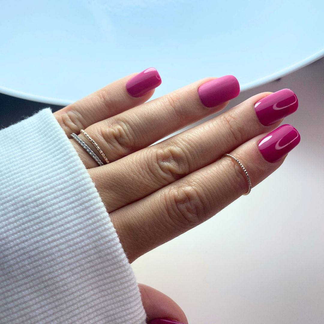 press on nails rose fuschia mat et brillant