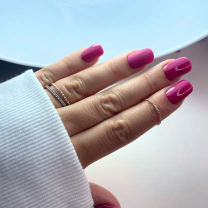 press on nails rose fuschia mat et brillant