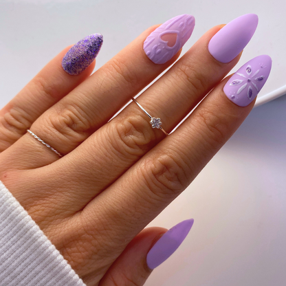 press on nails violet nail art pull